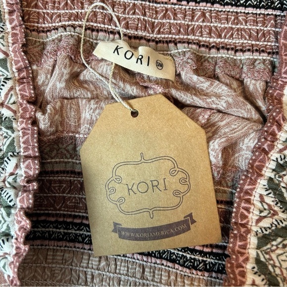 KORI Boho Wide Leg Ruffled Flare Lightweight Paisley and Aztec Print Pants Sz.S - Picture 10 of 15